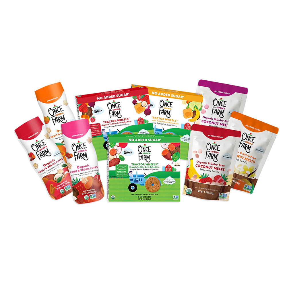 Once Upon a Farm Strawberry Banana Coconut Melts, creamy bite for toddlers and on-the-go snacking