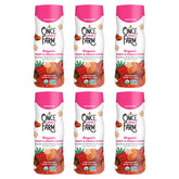 Once Upon a Farm strawberry coconut puffed sorghum snack packaging highlighting simple ingredients for babies.