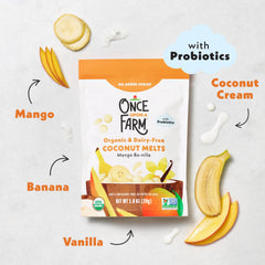 Once Upon a Farm dairy-free toddler snack in tiny hands inspiring independent feeding.