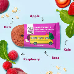 Once Upon a Farm smart wheels shape—fun, self-feeding snack for toddlers.