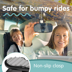 Onco clip-on baby mirror enables easy angle adjustments on the go.