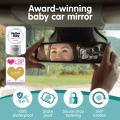 Onco backseat mirror offers 360-degree view of baby