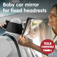 Onco backseat view convex mirror provides wide, distortion-free rear visibility for peace of mind