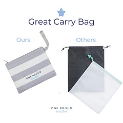 No-pinch locking hinges prevent finger pinching during setup on the go