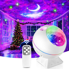 One Fire Galaxy Projector in a bedroom setup with starry ceiling for relaxing evenings