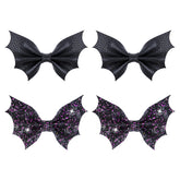 ONENINEDREAM Black Bat Hair Bow Clip with glitter for costume styling