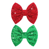 ONENINEDREAM red sequin Christmas bow clip for baby, festive look.