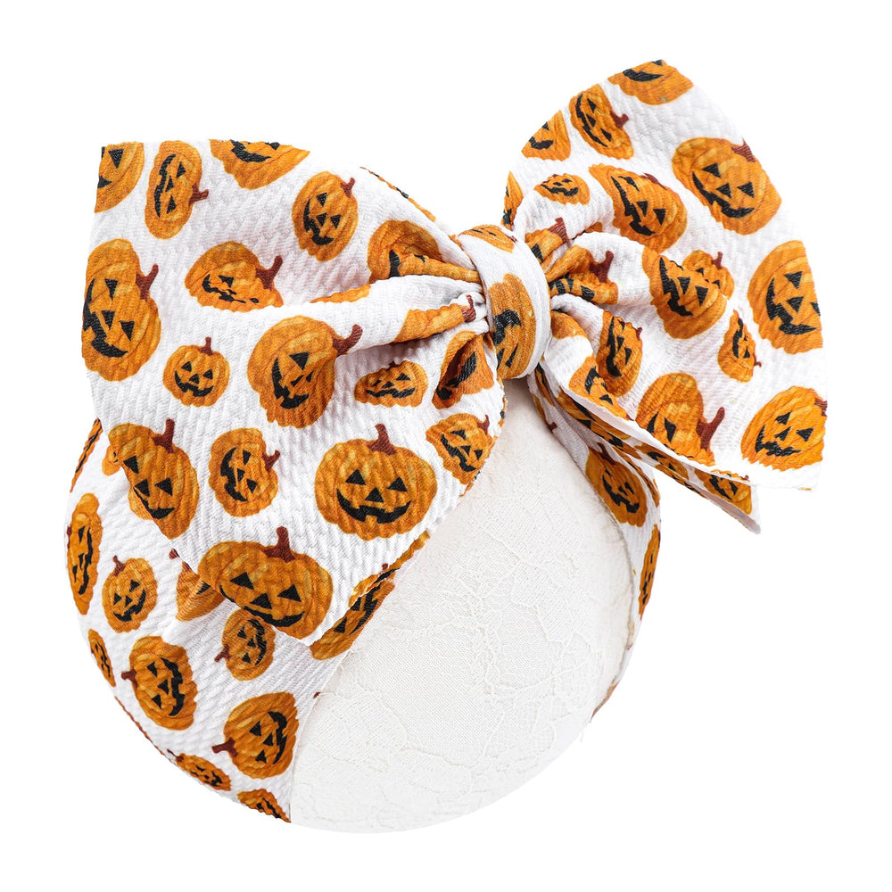 ONENINEDREAM Thanksgiving headband with orange solid bow for festive photos and comfortable wear