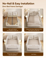 ONEYA BABY bed rails with nail-free installation protects your existing bed frame.