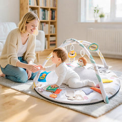Oneyus tummy time mat folded flat for quick transport and easy storage.