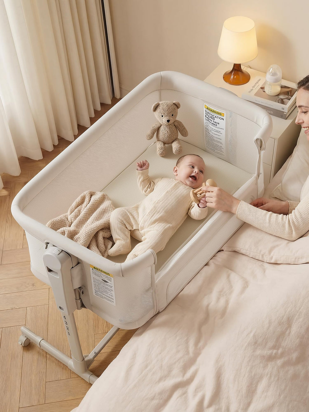 ONTHEWEI bassinet anti-wobble frame for stable bedside care.
