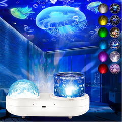 ONXE Ocean Kids Night Light Projector with 360-degree rotation providing immersive ceiling scenes.