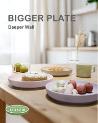 Onyucean deep-design 7.1-inch toddler plate holding more food