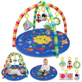 OKOOKO baby play mat on floor with alphabet and solar system design promotes early learning.