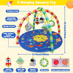 OKOOKO solar system alphabet mat closeup highlights colorful planets for curious babies.