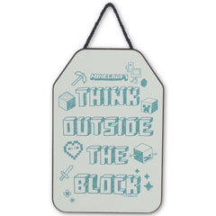 Open Road Brands Minecraft think outside the block wall decor adds playful bedroom ambience.