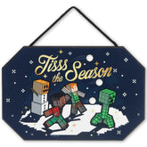 Open Road Brands Minecraft Tis the Season sign front view, ready for quick festive hanging.