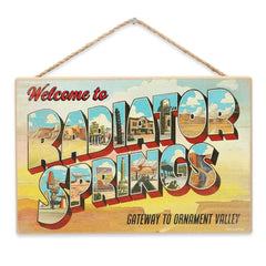 Open Road Brands Radiator Springs sign wood wall decor with rope hanger for easy kids' room display