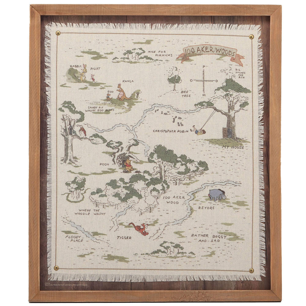Open Road Brands Winnie the Pooh map framed wall decor adds playful charm to a child's room