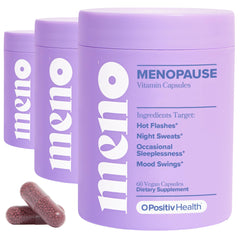 O Positiv MENO bottle close-up with capsules and label