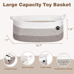 Optish dog toy basket side view showing large 30L storage capacity.