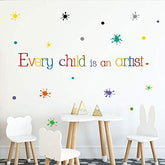 Orange Can Every Child is an Artist decal with crayon splash boosts classroom creativity and color.