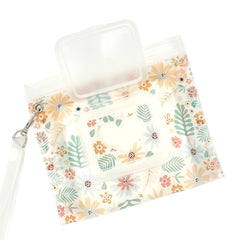 Orchid Hearts mini wipes dispenser compact for on-the-go diaper bags.