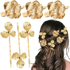 Ordeonrus gold flower hair clip set of 6 secures styles with subtle elegance.