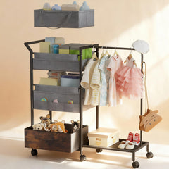 Orekemo diaper caddy on a 3-tier rolling cart with dividers for organized nursery storage and easy access.