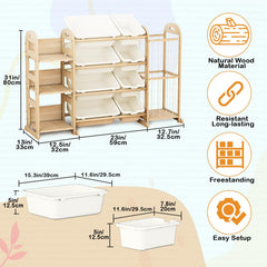 Orekemo organizer features eight small bins for quick toy sorting and cleanup.