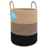 OrganiHaus large brown woven laundry basket top view for blankets