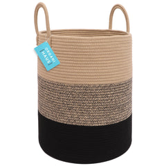 OrganiHaus large brown woven laundry basket top view for blankets