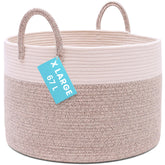 OrganiHaus large woven basket for blankets and toys enhances cozy organization.