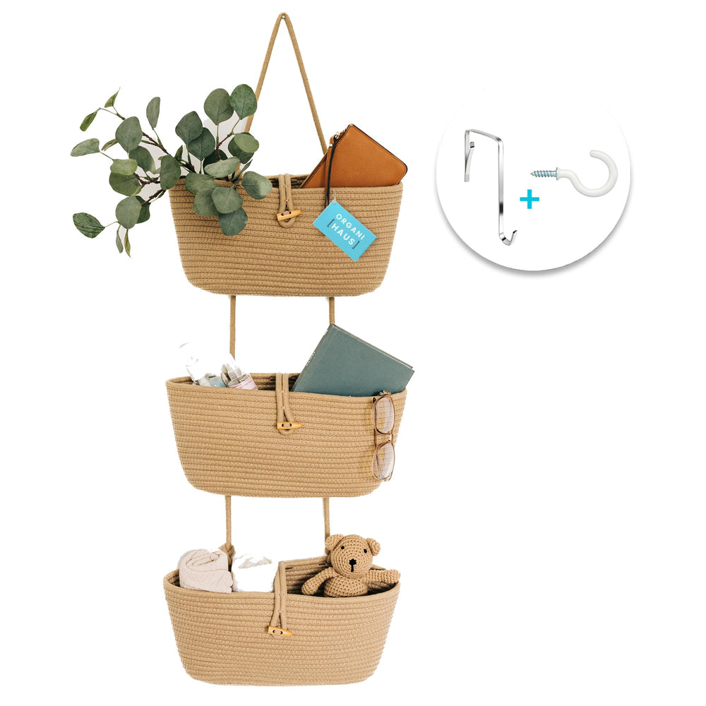 OrganiHaus over-the-door 3-tier basket offering space-saving storage and stylish organization