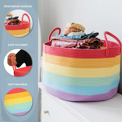 OrganiHaus Rainbow Basket toy storage in playroom keeps toys organized