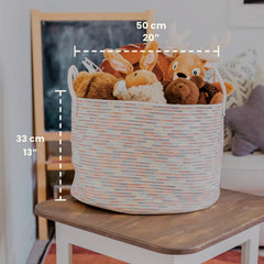 OrganiHaus rope basket with handles for easy carrying and adaptable storage in any room.