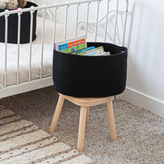 OrganiHaus woven storage basket clothes bin folds laundry while staying stylish.