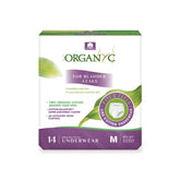 Organyc bladder-control underwear for women with a medium size and 14-count pack, reliable daily protection.