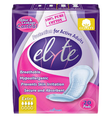 Organyc Elyte Light Inco Pads Extra packaging showing a 20-count box for all-day comfort