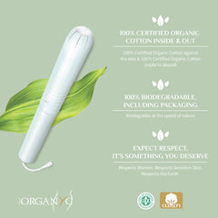 Organyc hypoallergenic tampon designed for sensitive skin.