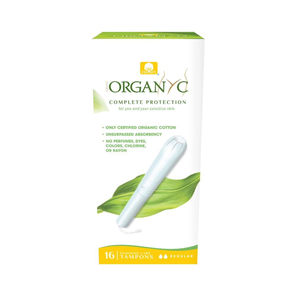 Organyc regular tampons with a cardboard applicator offer comfortable daily wear.