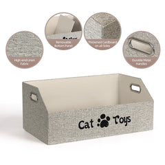 ORGMASTER cat toy basket opened to show collapsible storage feature