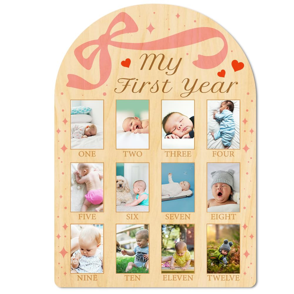 ORIGACH growth board with bow and heart design, ideal for monthly milestones.