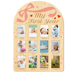ORIGACH growth board with bow and heart design, ideal for monthly milestones.