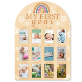 ORIGACH My First Year growth photo display on wood board, ideal for nursery milestone memories