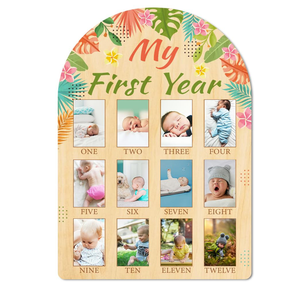 Origach My First Year photo board showcases milestones for baby growth moments.