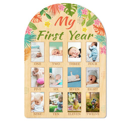 Origach My First Year photo board showcases milestones for baby growth moments.