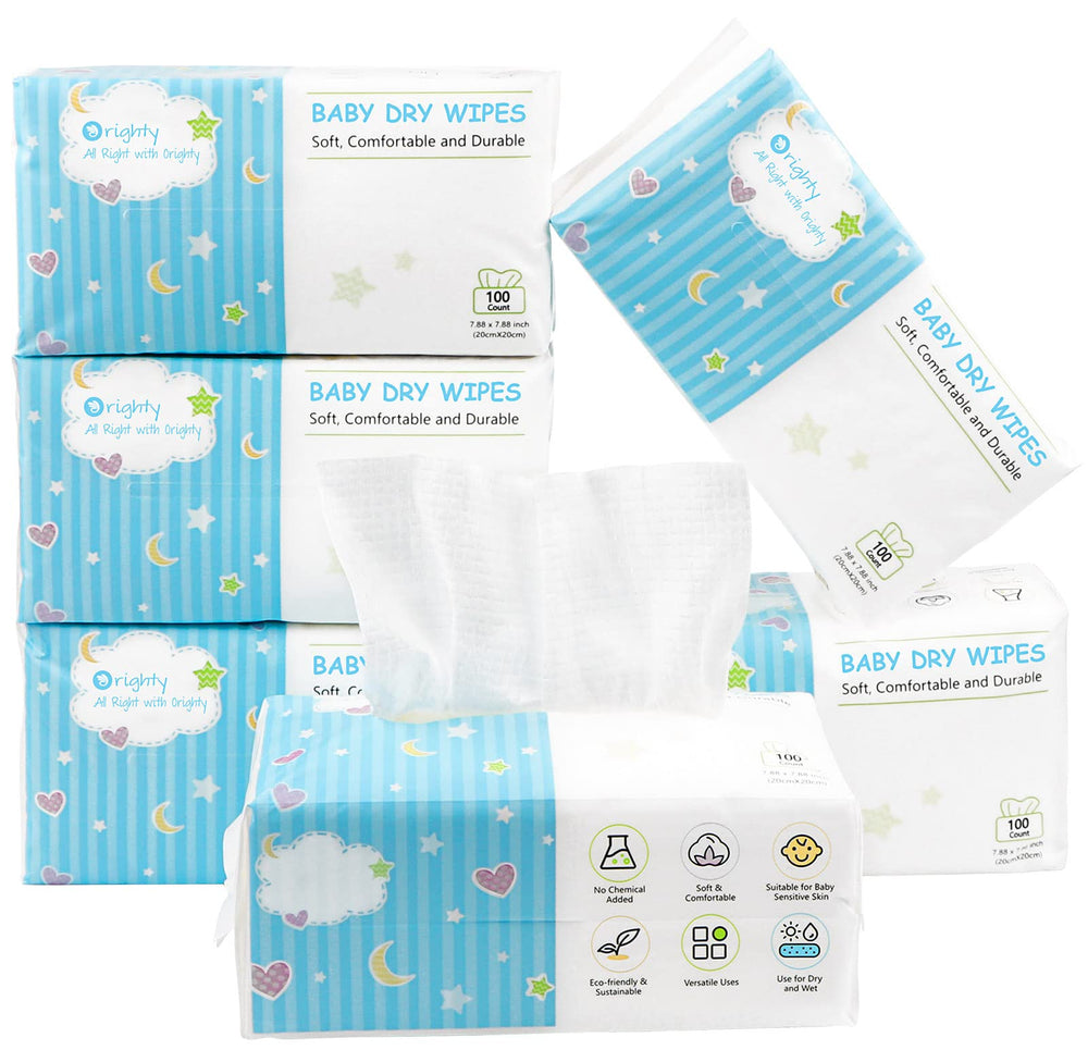Orighty Baby Dry Wipes with soft texture for gentle everyday care.
