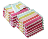 Original Kids wash cloth in pink multicolor stripe for gentle baby bath time.