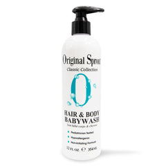 Original Sprout baby shampoo bottle with gentle, hypoallergenic formula.
